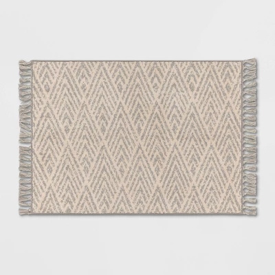 Diamond With Fringe Rug Gray - Threshold™ 7 Diamond With Fringe Rug Gray - Threshold™ - Image 5