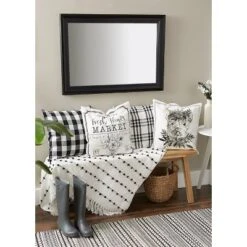 4pk 18"x18" Pig And Flower Market Farmhouse Check And Printed Square Throw Pillow Covers White - Design Imports -Home Decor Shop GUEST 3de51219 8461 4f73 9f5d 3f41a39e3f43