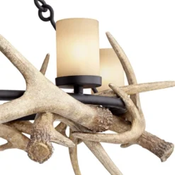 Franklin Iron Works Antler Lodge Black Chandelier 36 3/4" Wide Farmhouse Rustic Antler Deer Horn 6-Light LED Fixture For Dining Room Kitchen Island -Home Decor Shop GUEST 3e202a6f 1821 4a18 bdb4 4df6692876aa