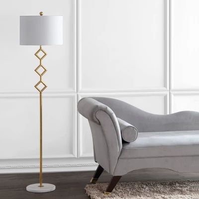 61.5" Metal Diamante Modern Gilt Floor Lamp (Includes LED Light Bulb) Gold - JONATHAN Y 4 61.5" Metal Diamante Modern Gilt Floor Lamp (Includes LED Light Bulb) Gold - JONATHAN Y - Image 2