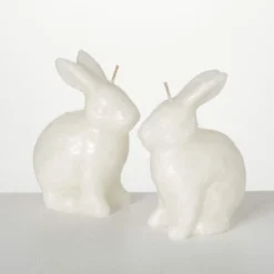 4.75"H Sullivans White Bunny Candle - Set Of 2, White -Home Decor Shop GUEST 3e764962 48b6 42b4 a195 16fc19556f2b