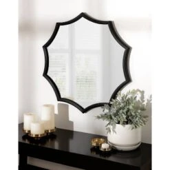 24" X 23" Lalina Scalloped Round Framed Accent Mirror Black - Kate & Laurel All Things Decor -Home Decor Shop GUEST 3f347299 6a08 47a7 9684 10d9435180b5