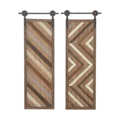 Wood Geometric Linear Carved Wall Decor With Suspended Frame Set Of 2 Brown - Olivia & May -Home Decor Shop GUEST 40c4fed1 4764 461f 8519 306dc2ff69fe