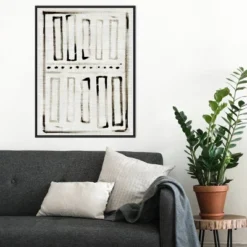 22" X 30" Batik Block Flag I By Jennifer Paxton Parker Framed Canvas Wall Art Black - Amanti Art -Home Decor Shop GUEST 416b6201 c898 4671 b50f e1e9a55d0a70