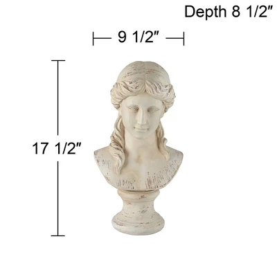 Kensington Hill Classic Greek 17 1/2" High Antique White Bust Sculpture 8 Kensington Hill Classic Greek 17 1/2" High Antique White Bust Sculpture - Image 6