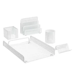 Okuna Outpost 5-Piece White Desk Organizers And Accessories Set, Home Office Decor For Women -Home Decor Shop GUEST 436a3bd6 6dce 4334 8506 50586e1cd219