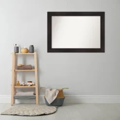 42" X 30" Non-Beveled Furniture Bathroom Wall Mirror Espresso Brown - Amanti Art -Home Decor Shop GUEST 4387b545 e7b2 4729 b780 944c2e5cf459