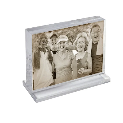 Azar Displays The Imperial Collection: Acrylic Block Frame On Acrylic Base, Horizontal 11"W X 8.5"H 3 Azar Displays The Imperial Collection: Acrylic Block Frame On Acrylic Base, Horizontal 11"W X 8.5"H