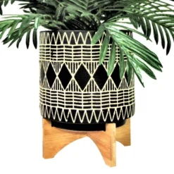 30" Artificial Wood Palm Stand In Graphic Pot - LCG Florals -Home Decor Shop GUEST 44454c3a d2f0 42d8 8521 7a735459fac6