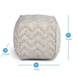 Kenzari Square Zigzag Handwoven Pouf Ivory - Steve Silver Co. -Home Decor Shop GUEST 454c3e95 a8b0 4804 9543 e1ae150129ca