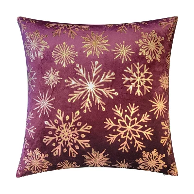 18"x18" Snowflakes Velvet Foil Printed Holiday Square Throw Pillow - Edie@Home 10 18"x18" Snowflakes Velvet Foil Printed Holiday Square Throw Pillow - Edie@Home - Image 8