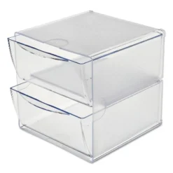 Deflecto Two Drawer Cube Organizer Clear Plastic 6 X 7-1/8 X 6 350101 -Home Decor Shop GUEST 46a767ea 6e7e 4b0d a18e d0401c4bfdb7