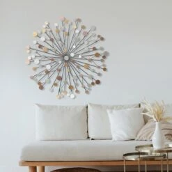 LuxenHome Silver, Black, And Gold Iron Metal Round Abstract Wall Decor