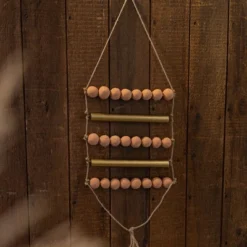 Beaded Ladder Wall Hanging Terracotta, Metal & Jute By Foreside Home & Garden