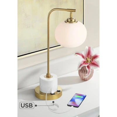 Possini Euro Design Barclay Modern Desk Lamp 23" High Warm Gold With USB Charging Port Frosted Glass Shade For Bedroom Living Room Bedside Office Kids 3 Possini Euro Design Barclay Modern Desk Lamp 23" High Warm Gold With USB Charging Port Frosted Glass Shade For Bedroom Living Room Bedside Office Kids