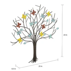 Tree Of Life Butterfly Wall Art - Hand-Painted Decorative Metal Sculpture With 3D Butterflies And Leaves For Rustic And Farmhouse Homes By Lavish Home -Home Decor Shop GUEST 482f983a ad22 4b29 ad7e 545f77ff9ebc