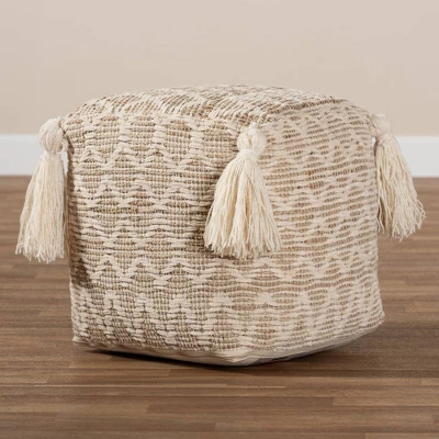 Noland Handwoven Moroccan Inspired Pouf Ottoman Natural/Ivory - Baxton Studio 5 Noland Handwoven Moroccan Inspired Pouf Ottoman Natural/Ivory - Baxton Studio - Image 3