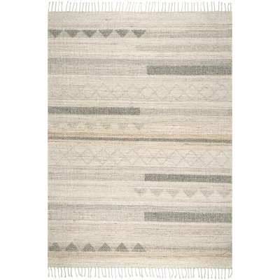 NuLOOM Geometric Stripes Wool Tassel Area Rug 15 NuLOOM Geometric Stripes Wool Tassel Area Rug - Image 13