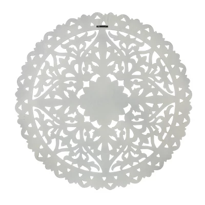 LuxenHome Distressed White Wood Flower Mandala 31.5" Round Wall Decor 8 LuxenHome Distressed White Wood Flower Mandala 31.5" Round Wall Decor - Image 6