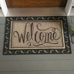 Evergreen Scroll Cutout Embossed Floor Mat Indoor Outdoor Rubber Tray 2'x3' Fits Embossed Doormats Size 30"x18" Black -Home Decor Shop GUEST 4996e351 155f 4691 981b beb5e687eecc
