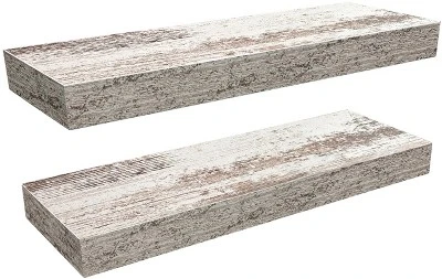 Sorbus Rustic Wood Coastal Beach Style Hanging Rectangle Wall Shelves 9 Sorbus Rustic Wood Coastal Beach Style Hanging Rectangle Wall Shelves - Image 7
