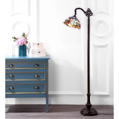 60" Dragonfly Tiffany Style Arched Floor Lamp (Includes LED Light Bulb) Bronze - JONATHAN Y 3 60" Dragonfly Tiffany Style Arched Floor Lamp (Includes LED Light Bulb) Bronze - JONATHAN Y