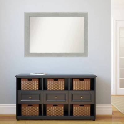 41" X 29" Non-Beveled Glam Linen Gray Wall Mirror - Amanti Art 7 41" X 29" Non-Beveled Glam Linen Gray Wall Mirror - Amanti Art - Image 5