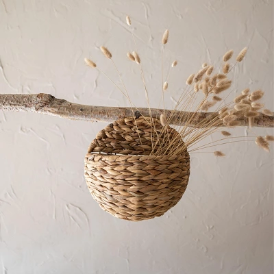 Braided Wall Pocket Water Hyacinth & Metal - Foreside Home & Garden 3 Braided Wall Pocket Water Hyacinth & Metal - Foreside Home & Garden