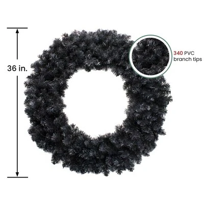 Northlight 36" Black Colorado Spruce Artificial Halloween Wreath - Unlit 3 Northlight 36" Black Colorado Spruce Artificial Halloween Wreath - Unlit
