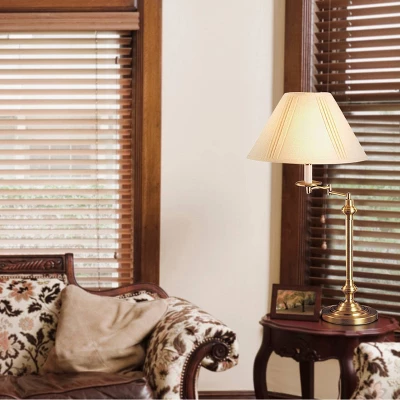 29.5" 3-way Metal Swing Arm Table Lamp Antique Brass - Cal Lighting 4 29.5" 3-way Metal Swing Arm Table Lamp Antique Brass - Cal Lighting - Image 2