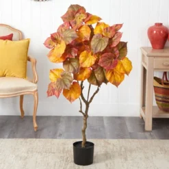 Nearly Natural 4-ft Autumn Umbrella Ficus Fall Artificial Tree -Home Decor Shop GUEST 4eb1dd26 498f 42e7 9119 e12f7f086659
