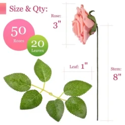 RCZ Décor Artificial Foam Roses For Decoration, Attractive Fake Flowers For DIY Wedding Centerpieces, Includes: 50 Roses With Stems And 20 Leaves -Home Decor Shop GUEST 5032f70d 8b4d 41f8 b284 3c1d2083bf4c