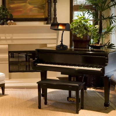 Bankers Lamp With Amber Mica Shade (Includes LED Light Bulb) 5 Bankers Lamp With Amber Mica Shade (Includes LED Light Bulb) - Image 3