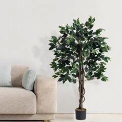 Forever Leaf 48" Artificial Ficus Silk Tree In Black Pot, Indoor Artificial Plant For Home Decor 8 Forever Leaf 48" Artificial Ficus Silk Tree In Black Pot, Indoor Artificial Plant For Home Decor -Home Decor Shop GUEST 525eaa79 7e41 4062 97be d077d6280f48