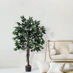 Forever Leaf 48" Artificial Ficus Silk Tree In Black Pot, Indoor Artificial Plant For Home Decor 10 Forever Leaf 48" Artificial Ficus Silk Tree In Black Pot, Indoor Artificial Plant For Home Decor -Home Decor Shop GUEST 529e2d7d f331 49c3 b3c9 9de81bc9fd57