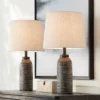 360 Lighting 24" High Mid Century Modern Farmhouse Rustic Table Lamps Set Of 2 Black Finish Oatmeal Shade Living Room Bedroom Bedside Nightstand House -Home Decor Shop GUEST 537d23b7 b4fd 4434 9868 366ed699ae89