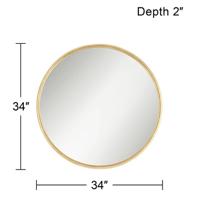 Uttermost Trebuchet Round Vanity Decorative Wall Mirror Modern Metallic Gold Leaf Frame 34" Wide For Bathroom Bedroom Living Room Home Office Entryway 8 Uttermost Trebuchet Round Vanity Decorative Wall Mirror Modern Metallic Gold Leaf Frame 34" Wide For Bathroom Bedroom Living Room Home Office Entryway - Image 6
