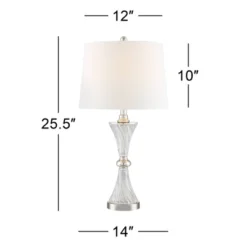 Regency Hill Luca Modern Table Lamps 25 1/2" High Set Of 2 Clear Glass With USB Charging Ports Dimmers White Fabric Drum Shade For Bedroom House Desk 15 Regency Hill Luca Modern Table Lamps 25 1/2" High Set Of 2 Clear Glass With USB Charging Ports Dimmers White Fabric Drum Shade For Bedroom House Desk -Home Decor Shop GUEST 549c3260 24b8 45f0 af0b 9492e5113d0f