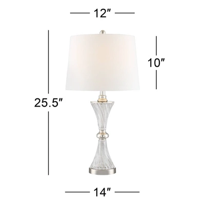 Regency Hill Luca Modern Table Lamps 25 1/2" High Set Of 2 Clear Glass With USB Charging Ports Dimmers White Fabric Drum Shade For Bedroom House Desk 9 Regency Hill Luca Modern Table Lamps 25 1/2" High Set Of 2 Clear Glass With USB Charging Ports Dimmers White Fabric Drum Shade For Bedroom House Desk - Image 7