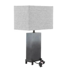 Polystone Table Lamp With Square Shade Gray - Olivia & May -Home Decor Shop GUEST 55392df3 7a97 40d6 a25a 66bb37bce6d8