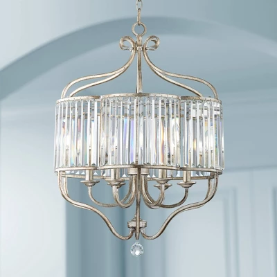 Vienna Full Spectrum Stella Antique Soft Silver Chandelier 22" Wide French Crystal Glass 6-Light Fixture For Dining Room House Foyer Kitchen Island 3 Vienna Full Spectrum Stella Antique Soft Silver Chandelier 22" Wide French Crystal Glass 6-Light Fixture For Dining Room House Foyer Kitchen Island