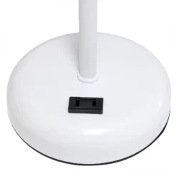 19.5" Bedside Power Outlet Base Metal Table Desk Lamp In White Fabric Shade - Creekwood Home -Home Decor Shop GUEST 55e76455 5f76 4114 b613 3d65b122caa6