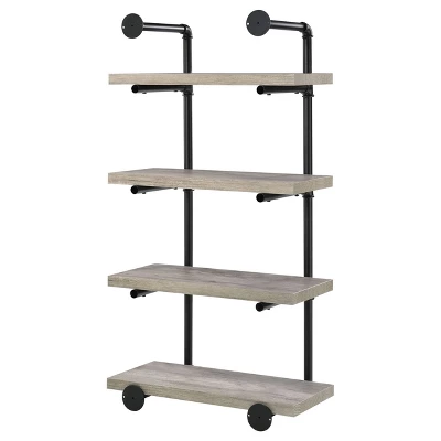24" Elmcrest 4 Shelf Wall Bookcase With Black Frame - Coaster 9 24" Elmcrest 4 Shelf Wall Bookcase With Black Frame - Coaster - Image 7