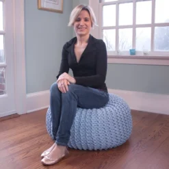 Gold Medal Hand Knitted Pouf Robin's Egg Light Blue -Home Decor Shop GUEST 5626a2bc b15b 457d aba8 0adc9f6b4c51