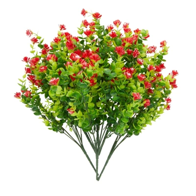 Bright Creations 6 Bundles Red Artificial Flowers With 2 Cone Vases, Faux Fake Plant For Cemetery, Outdoor Decor (8.6 X 13 In) 7 Bright Creations 6 Bundles Red Artificial Flowers With 2 Cone Vases, Faux Fake Plant For Cemetery, Outdoor Decor (8.6 X 13 In) - Image 5