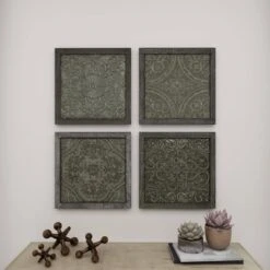 Metal Floral Embossed Wall Decor Set Of 4 Gray - Olivia & May -Home Decor Shop GUEST 571e5853 9454 463c b284 adbb4b742c6d