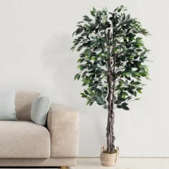 Forever Leaf 60" Artificial Ficus Silk Tree In Wicker Basket, Indoor Artificial Plant For Home Decor 12 Forever Leaf 60" Artificial Ficus Silk Tree In Wicker Basket, Indoor Artificial Plant For Home Decor -Home Decor Shop GUEST 59936289 eceb 463c 9bf5 8135a7e0b562