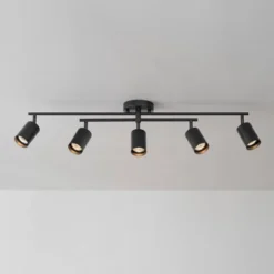 5-Light Matte Black Track Lighting With Center Swivel Bar With Pivoting Shades - Globe Electric 15 5-Light Matte Black Track Lighting With Center Swivel Bar With Pivoting Shades - Globe Electric -Home Decor Shop GUEST 59fd0951 4e29 42d1 9f02 14a5d46ed882