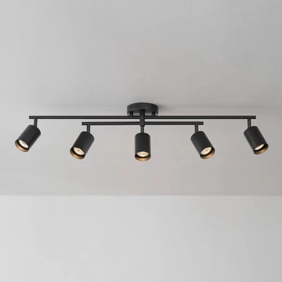 5-Light Matte Black Track Lighting With Center Swivel Bar With Pivoting Shades - Globe Electric 9 5-Light Matte Black Track Lighting With Center Swivel Bar With Pivoting Shades - Globe Electric - Image 7