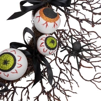 Northlight Eyeballs And Spiders Halloween Twig Wreath, 24-Inch, Unlit 4 Northlight Eyeballs And Spiders Halloween Twig Wreath, 24-Inch, Unlit - Image 2